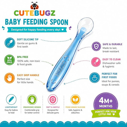 Baby Silicone Feeding Spoon Set for 4+ Months Babies