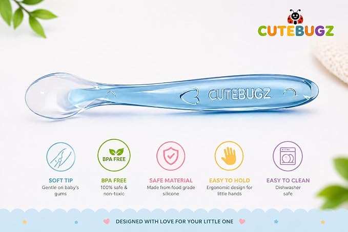 Baby Silicone Feeding Spoon Set for 4+ Months Babies