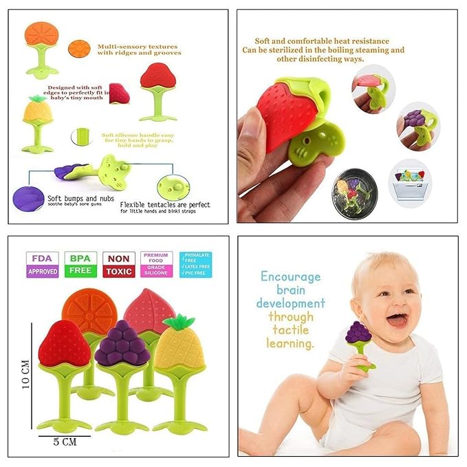 Fruit Shape Silicone Baby Teether for 3-12 Months Babies