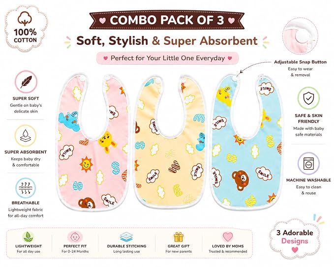 Waterproof Baby Bibs | Soft Reusable Feeding Bibs for Babies 0–24 Months